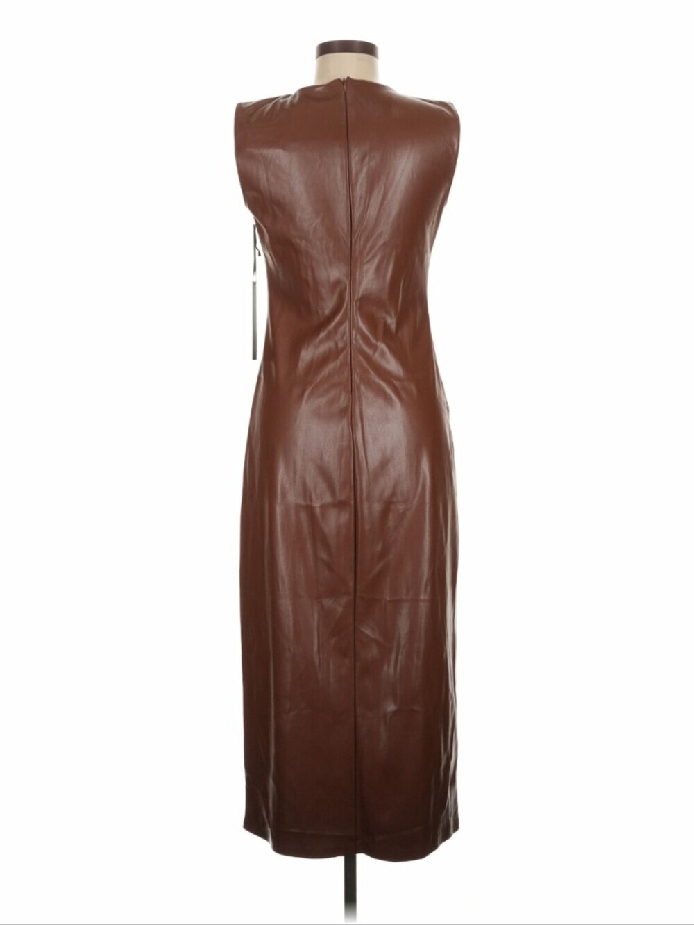 House of Harlow 1960 Faux Leather Midi Dress NWT Brown Side Slit Size M - Picture 5 of 11